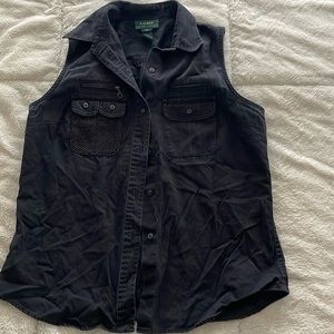 Ralph lauren black sleeveless button down